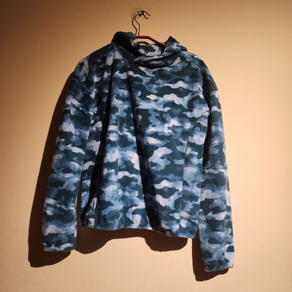 TEK GEAR Fleece Hoodie Youth XL (18-20) Blue Camouflage Pullover - Picture 2 of 5
